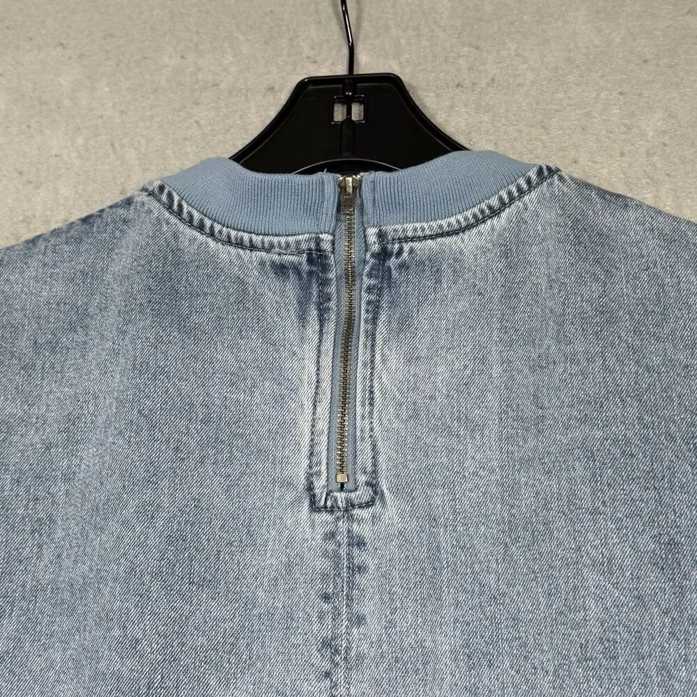 Free People Harlow Mini Dress Women's Size Small Ocean Blue Denim Pockets